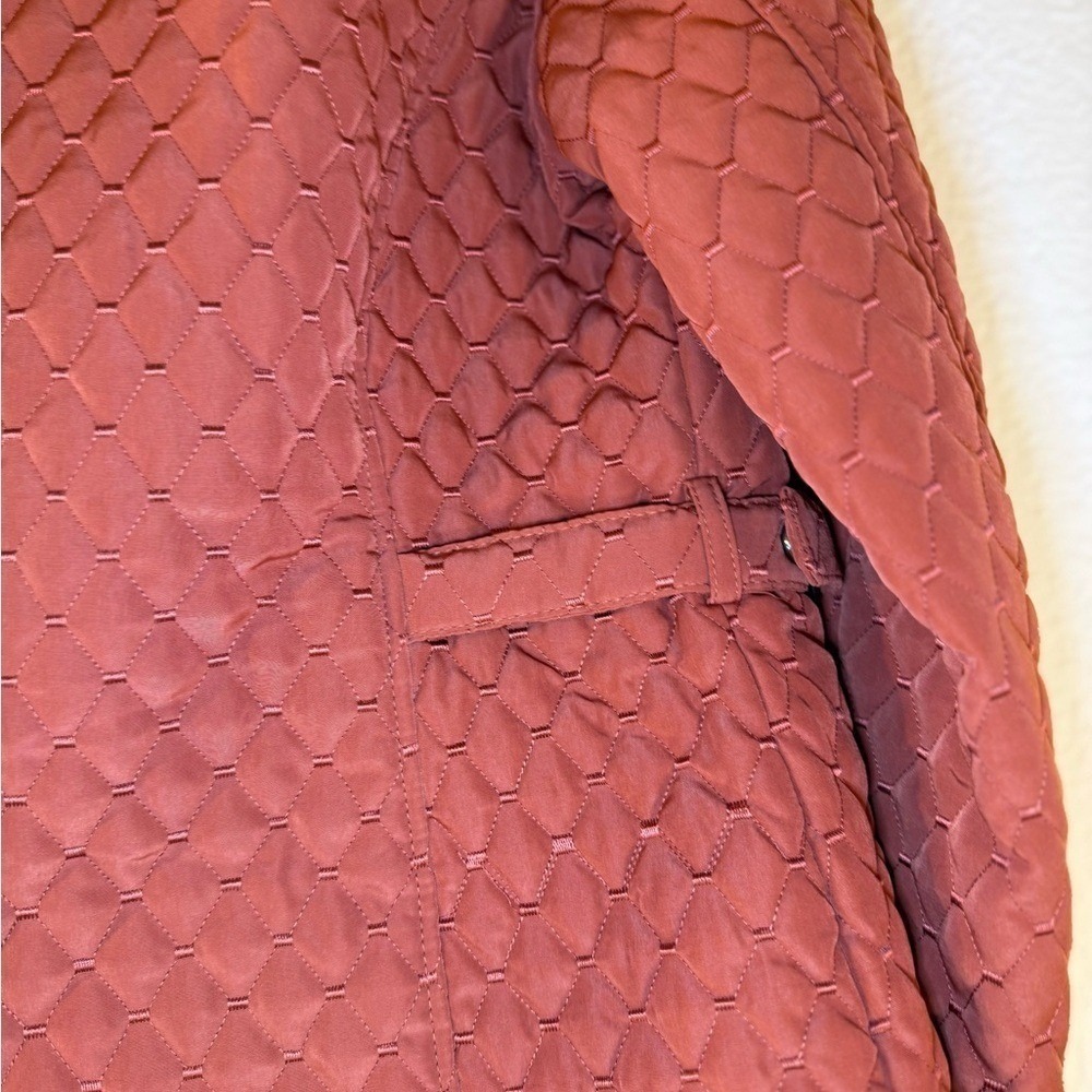 Giacca‎ Rust Quilted Diamond Stitch Lightweight Zip Jacket Side Buckles Large - Picture 7 of 13